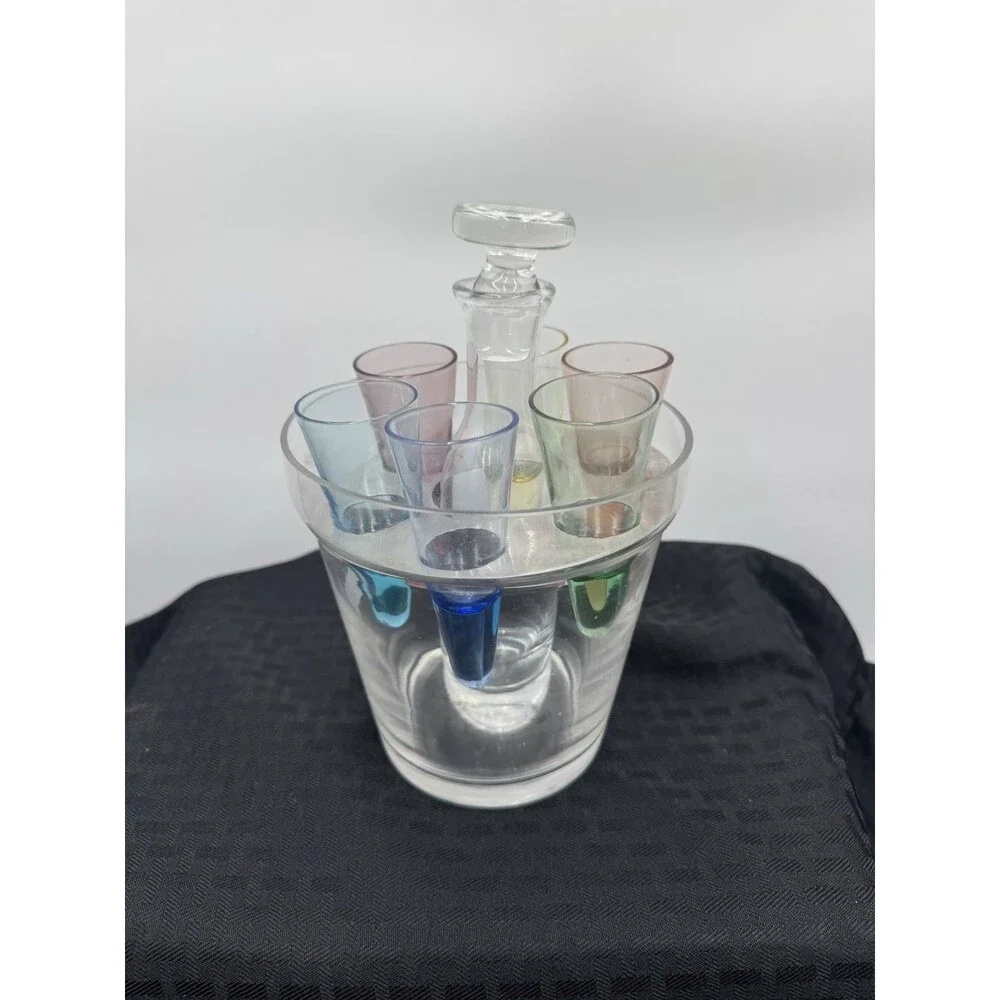 Vintage Tequilla / Vodka Chiller Decanter Ice Bicket Shot Glasses Set